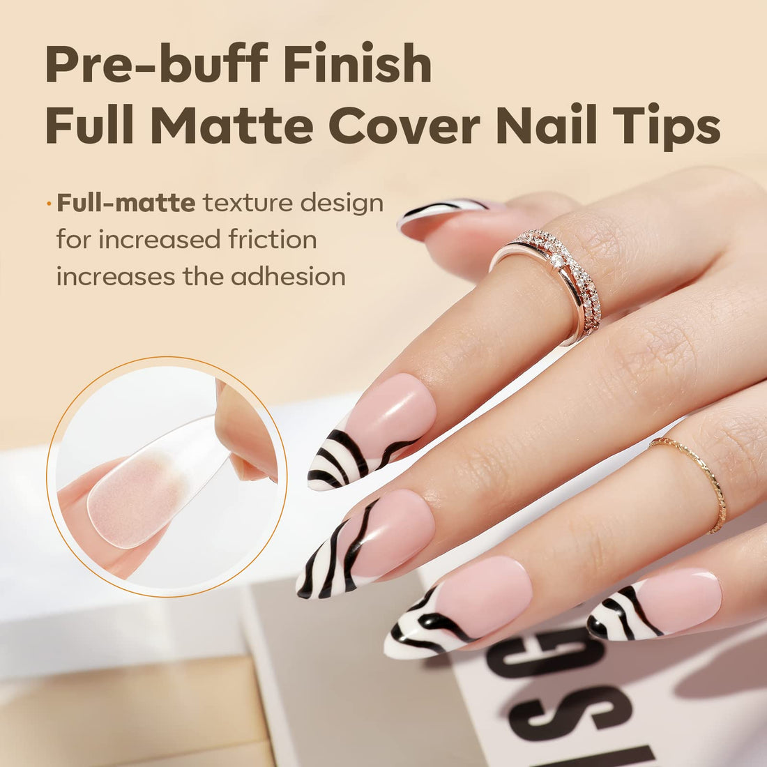 Modelones Medium Almond Nail Tips, 500Pcs Fake Nails Gel Tips Pre-shaped Full Matte Cover False Acrylic Extensions No Filed Stronger Press on Manicure 10 Sizes