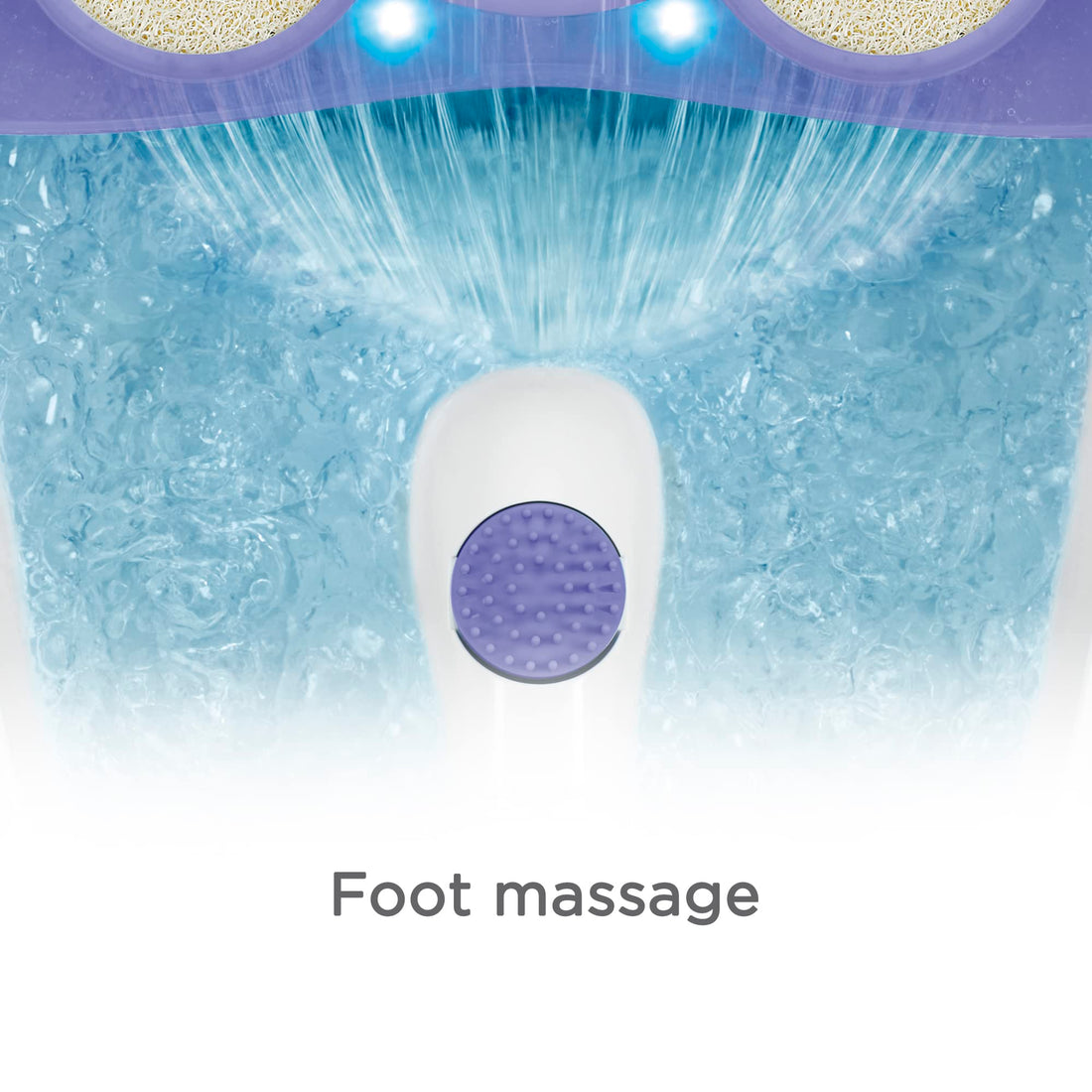 Conair Waterfall Pedicure Foot Spa Bath with Blue LED Lights, Massaging Bubbles and Massage Rollers, Purple/White