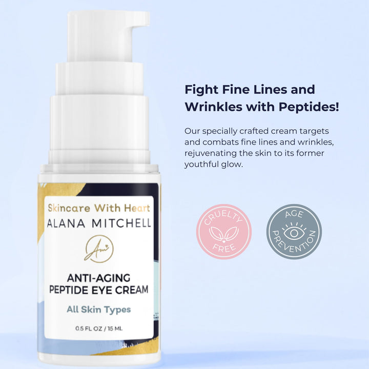 Anti-Aging Firming Peptide Eye Cream By Alana Mitchell - Look Younger, Reduce Wrinkles, Diminish Fine Lines & Erase Crow’s Feet - Deep Hydration & Nourishing - For Day & Night Use - Non Greasy .5oz