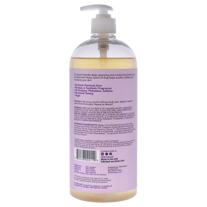 Dr. Natural Calming Lavender Oil Body Wash - Dry Skin Moisturizing Natural Body Wash with Shea Butter and Coconut Oil - For Family and Pets - 32 oz
