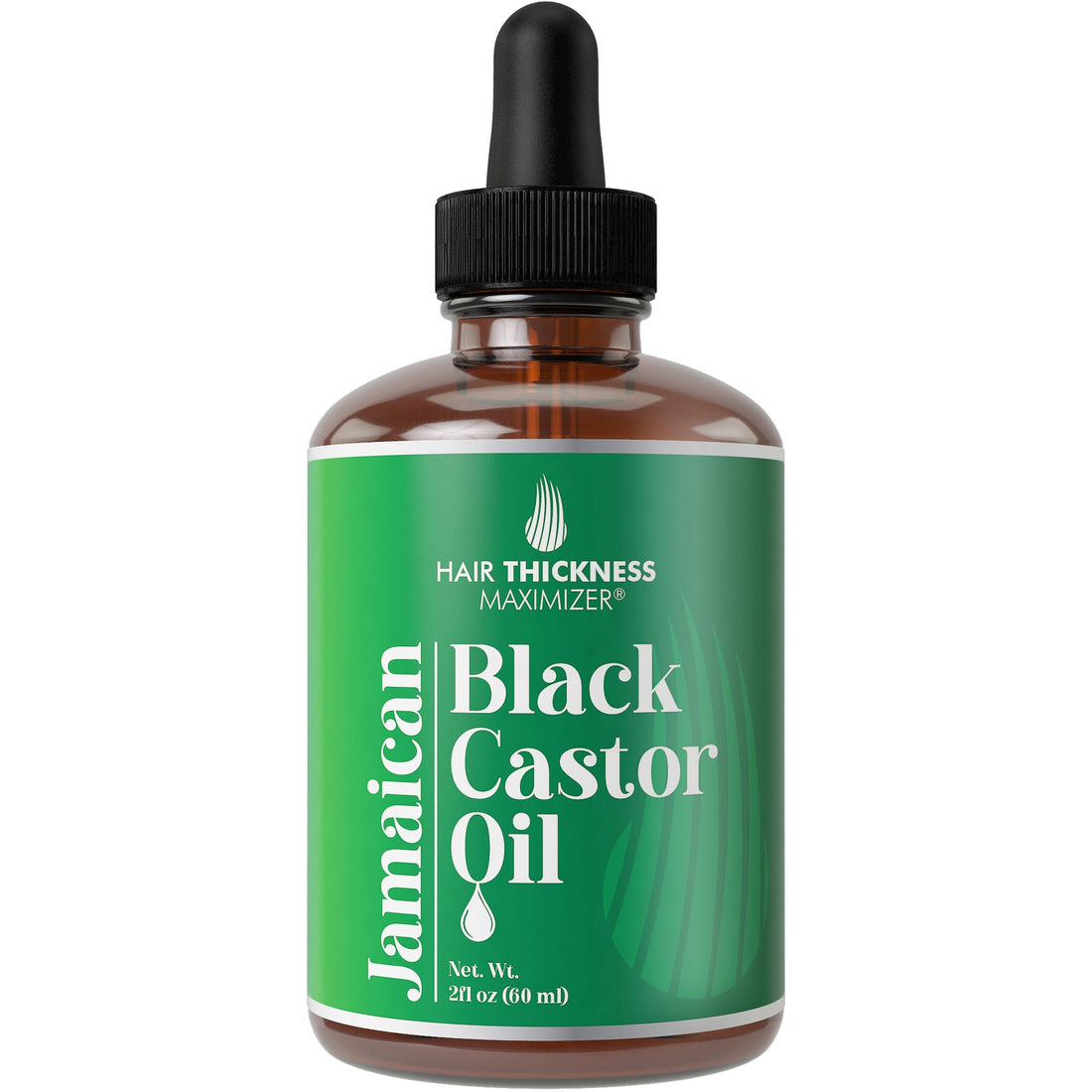100% Organic Cold-Pressed Jamaican Black Castor Oil (2fl Oz) By Hair Thickness Maximizer. PURE + UNREFINED Oils For Thickening Hair, Eyelashes, Eyebrows. Avoid Hair Loss, Thinning Hair for Men + Women