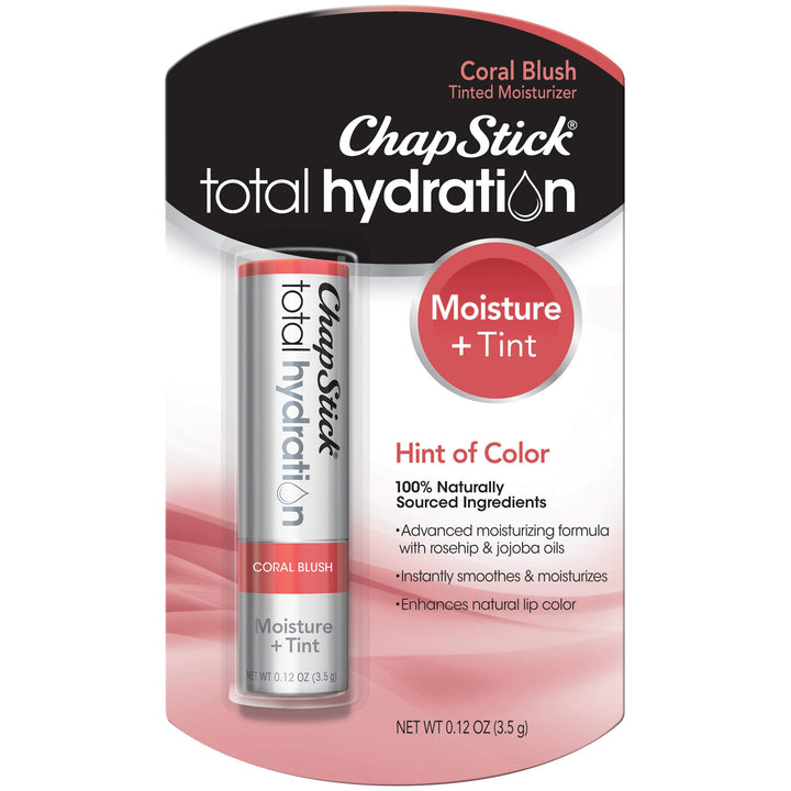 ChapStick Total Hydration, Tinted Moisturizer, Coral Blush, 0.12 oz (Pack of 1)
