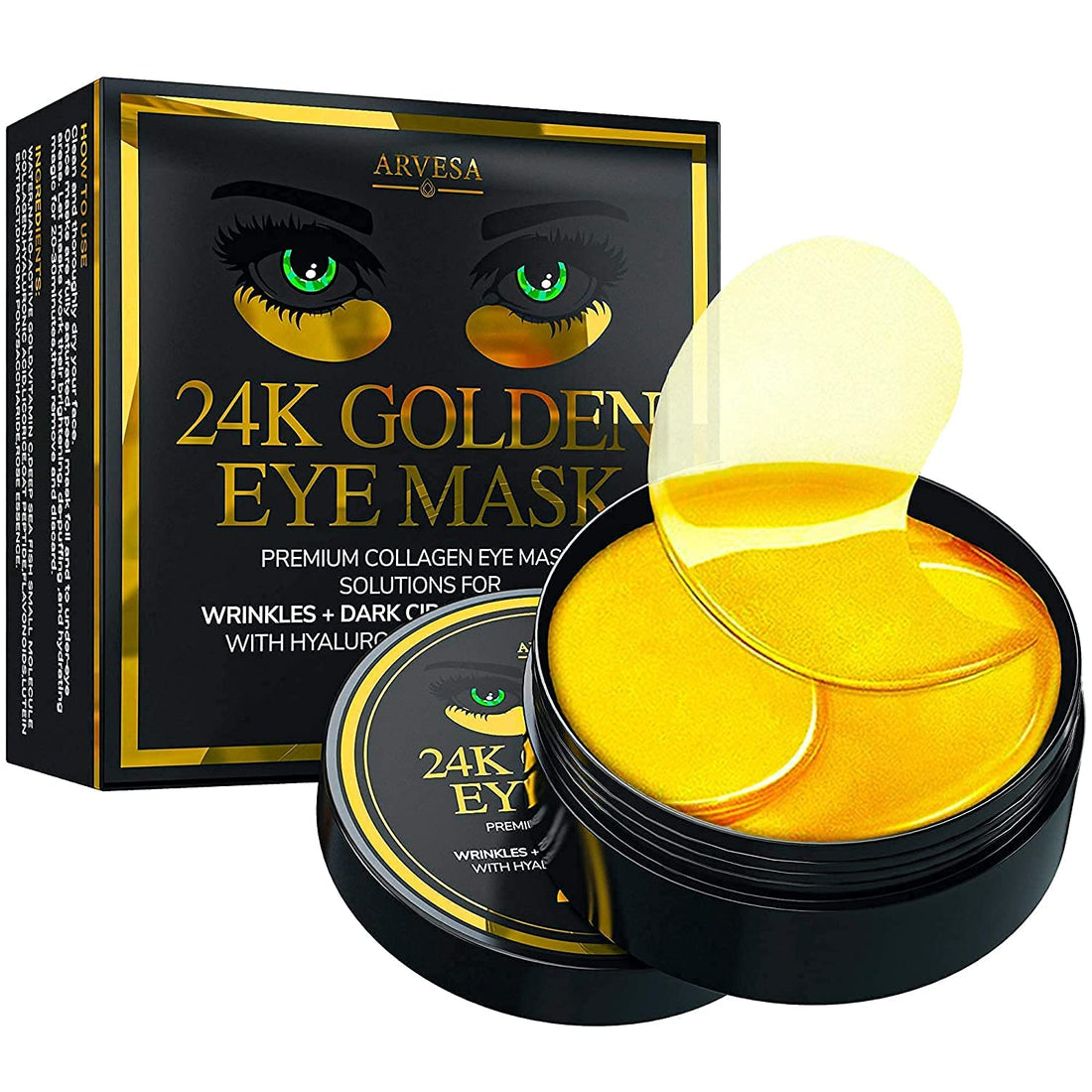 Luxury Under Eye Patches - 24K Gold Eye Mask Anti-Aging Hyaluronic Acid - Under Eye Mask For Reducing Dark Circles & Puffy Eyes (15 Pairs) - Under Eye Bags Treatment