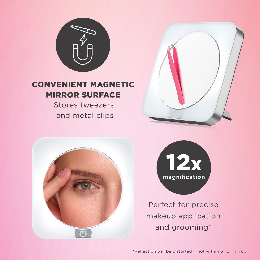 Conair Battery Operated Lighted Makeup Mirror ~ 12x Magnification Spot Mirror with LED Lighting