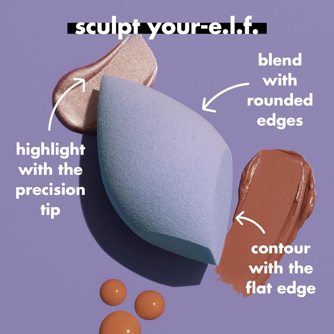 e.l.f. Precision Sculpting Sponge, 3-in-1 Sponge For Contouring & Blending To A Smooth Finish, Great For Cream & Powder Formulas, Vegan & Cruelty-Free
