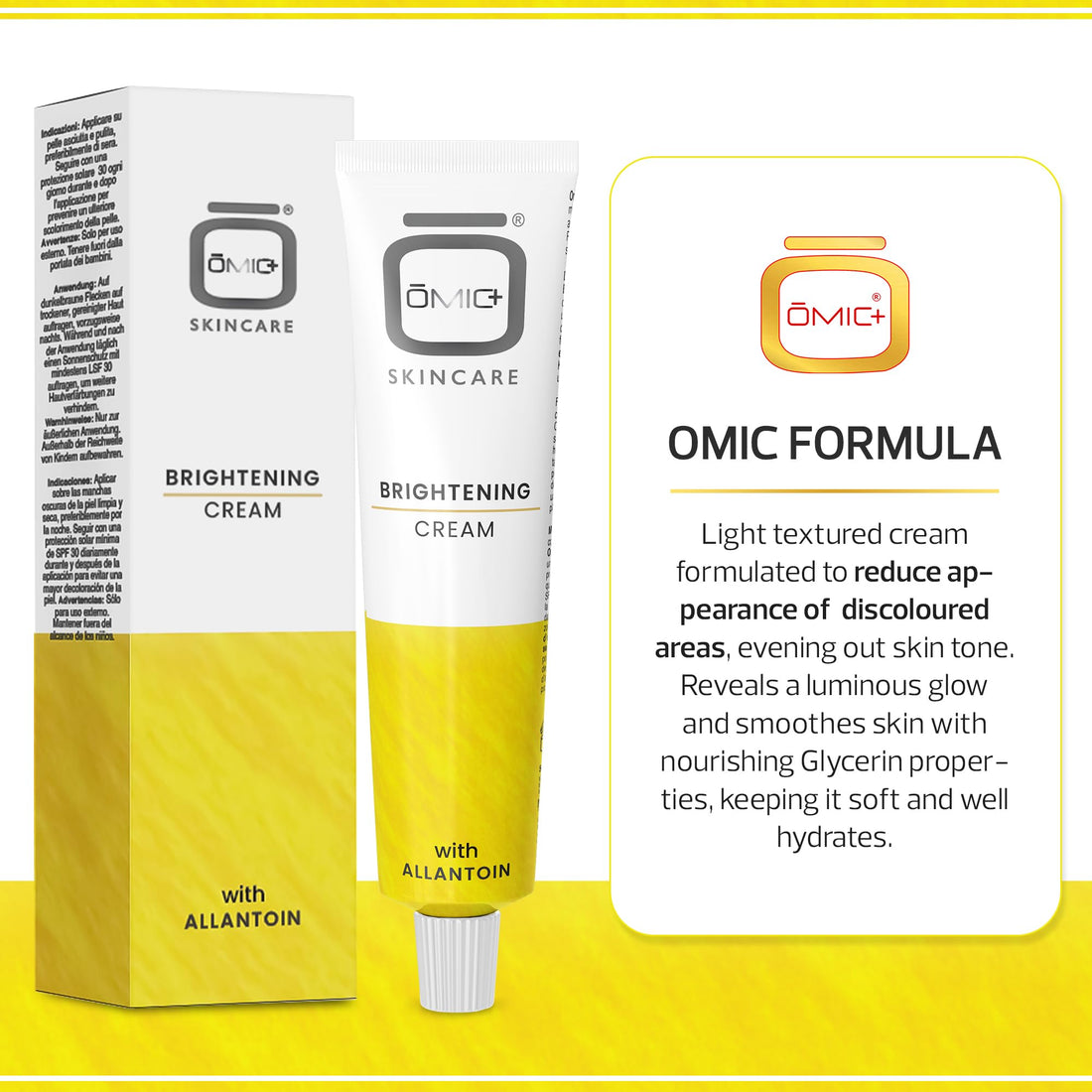 OMIC Skin Brightening Cream - 1.7 Fl oz / 50 ml - Helps to Reduce Pigmentations, Brown Spots on Face, Knees Elbows, with Alpha Arbutin