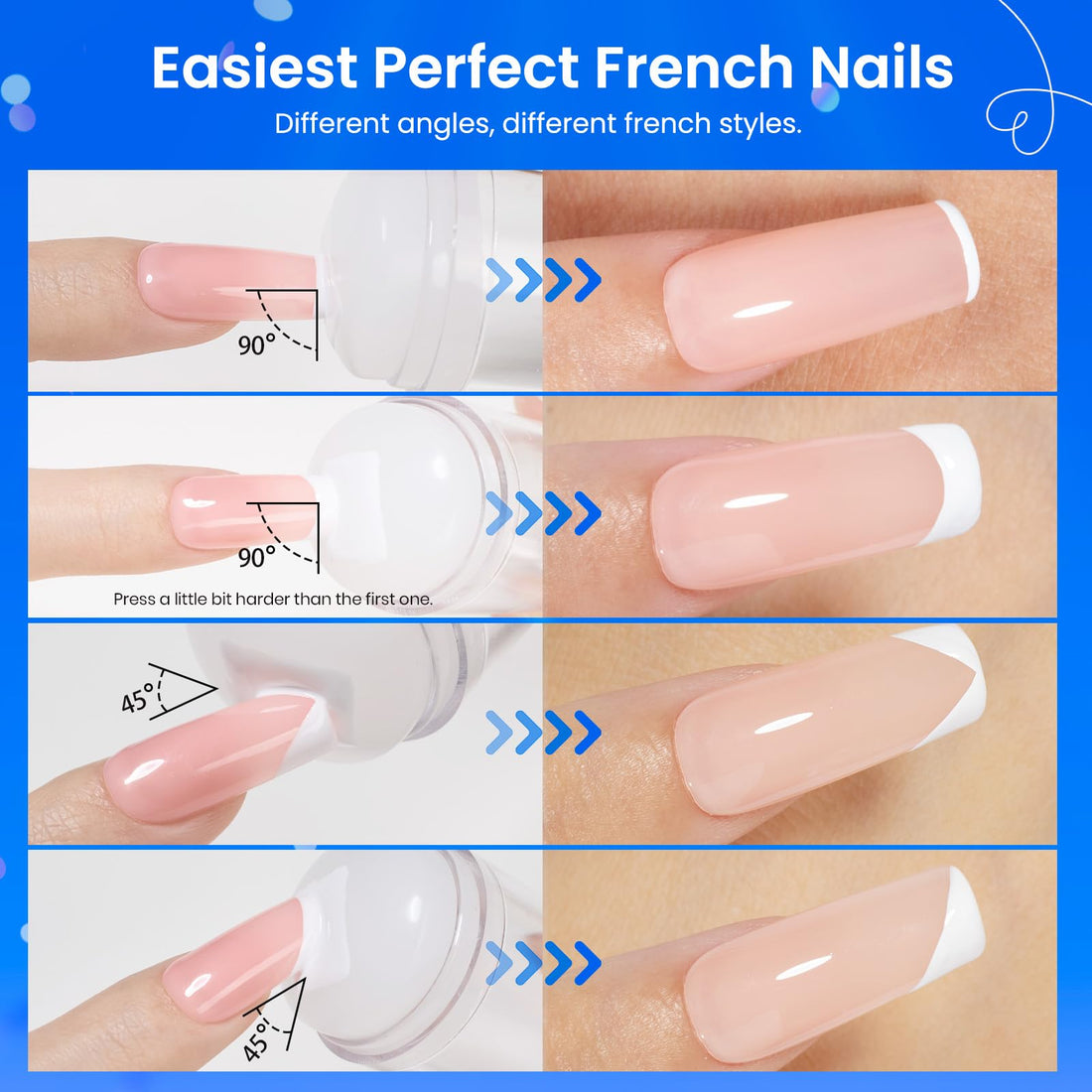Beetles Nail Stamp 3Pcs Silicone French Tip Nail Stamp Kit with Replacement Nail Stamper Heads and Scrapers Soft Silicone Nail Printing Tool for Home Manicure Diy Nail Art Salon Gifts for Girls