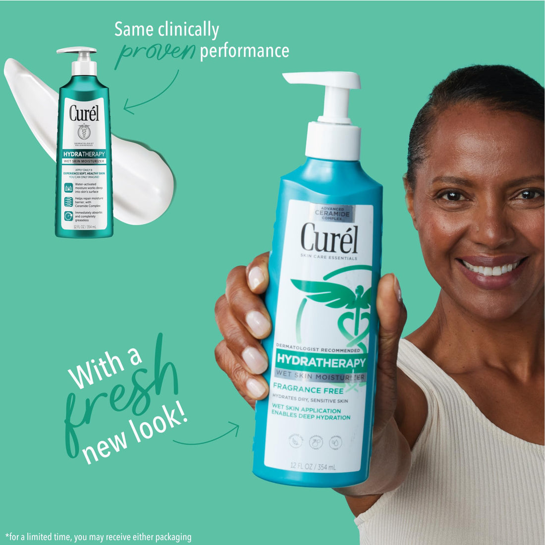 Curel Hydra Therapy In Shower Lotion, Wet Skin Moisturizer for Dry or Extra-dry Skin, with Advanced Ceramide Complex, for Optimal Moisture Retention, 12 Ounce