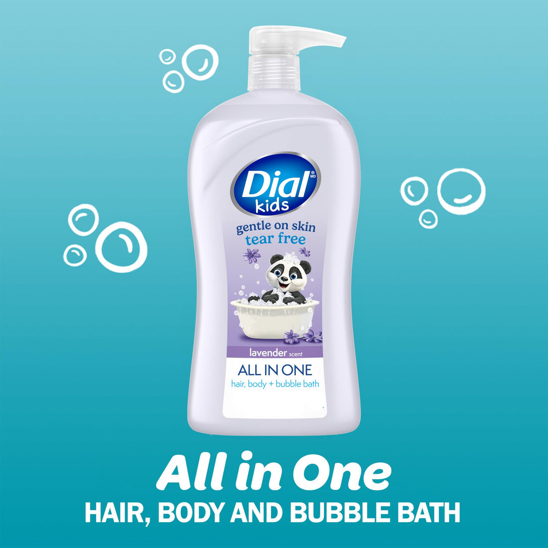 Dial Kids 3-in-1 Body+Hair+Bubble Bath, Lavender Scent, 32 fl oz