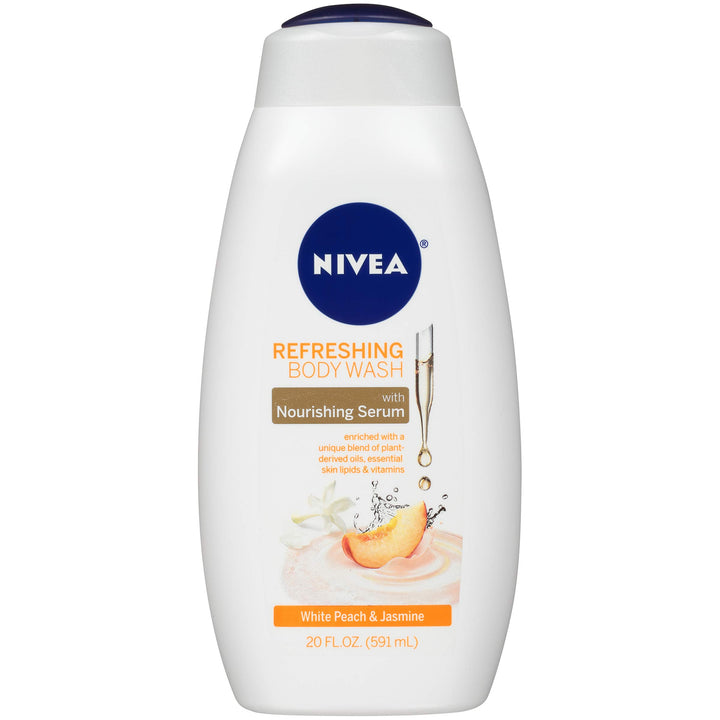 NIVEA Refreshing White Peach and Jasmine Body Wash - with Nourishing Serum - 20 Fl. Oz. Bottle