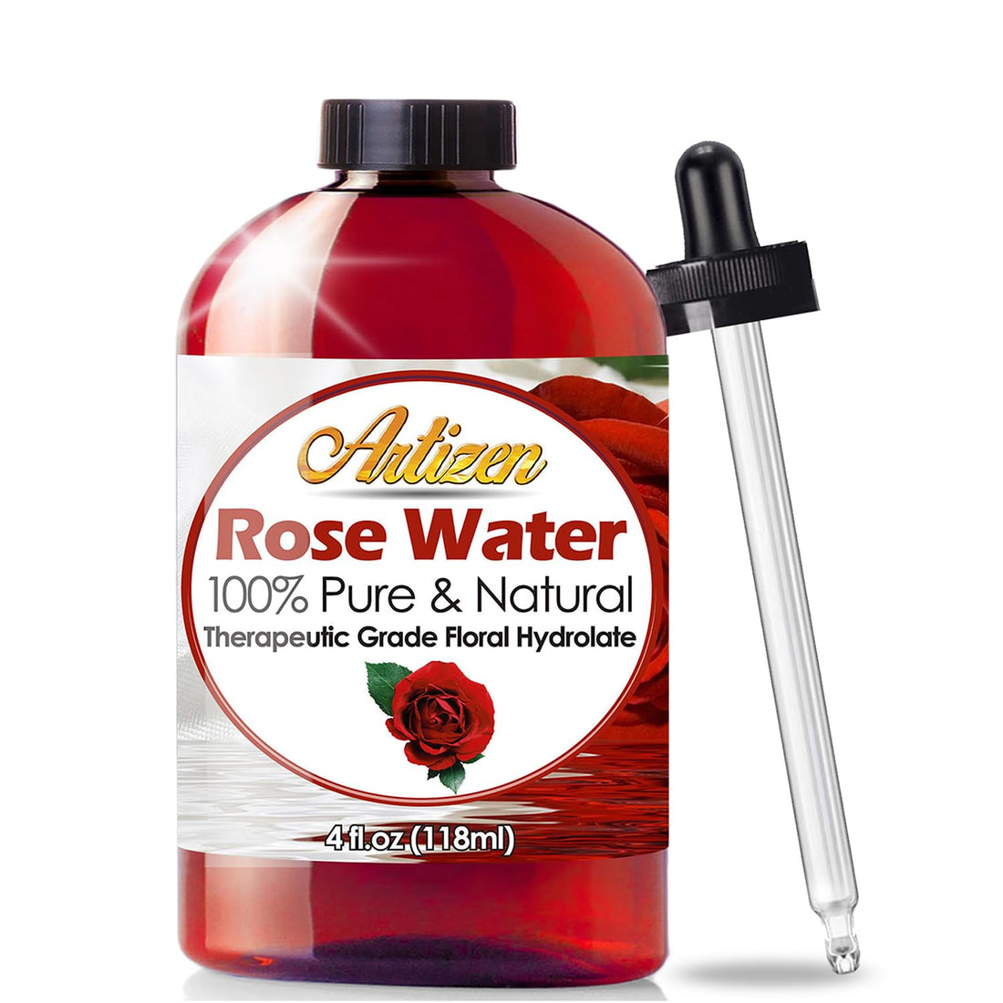 Artizen Rosewater Spray - 4oz (Ounce) Bottle (100% Pure & Natural) - Amazing Uplifting Fragrance - Perfect Rose Water Toner for Your Face & Skin