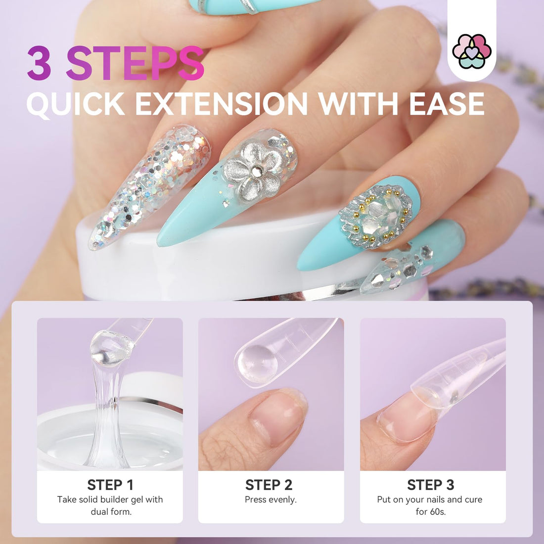 SAVILAND Solid Builder Nail Gel - 60g Large Capacity 3D Nail Gels Sculpting Gel for Art Non-Sticky Hand Carving Glue Extension with Sequins Chrome Powder DIY Salon Home