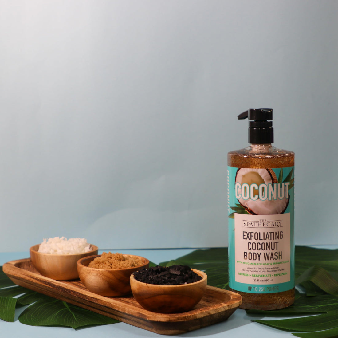 The Spathecary Exfoliating Coconut Body Wash, with African Black Soap and Brown Sugar to Refresh and Rejuvenate, 33 oz