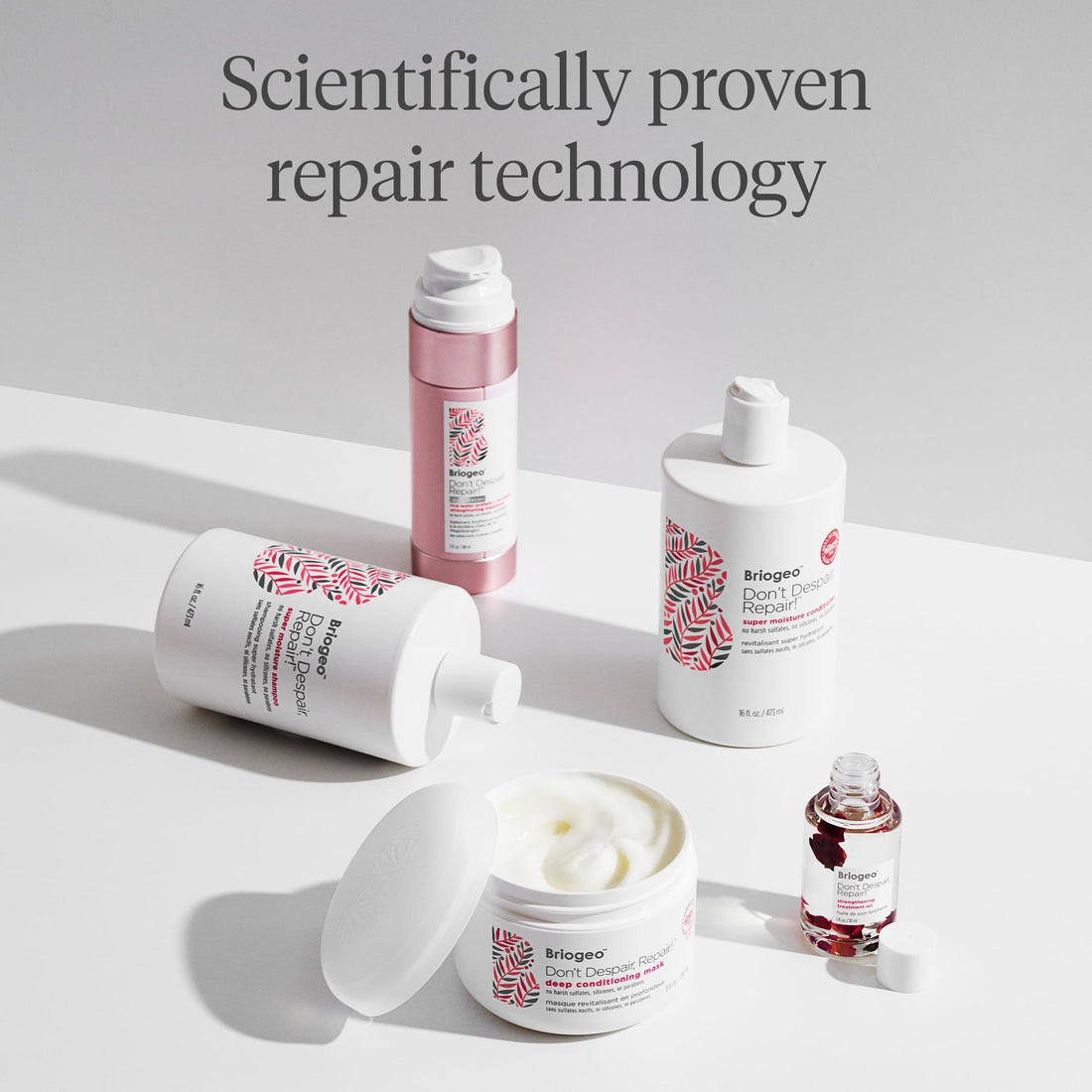 Briogeo Don't Despair, Repair! Strenthen + Repair Minis Kit, Repairs Dry, Damaged or Color Treated Hair,Travel Kit, Strengthens Hair, Hydrates Dry Hair, Vegan, Cruelty-Free, 4-Piece Set