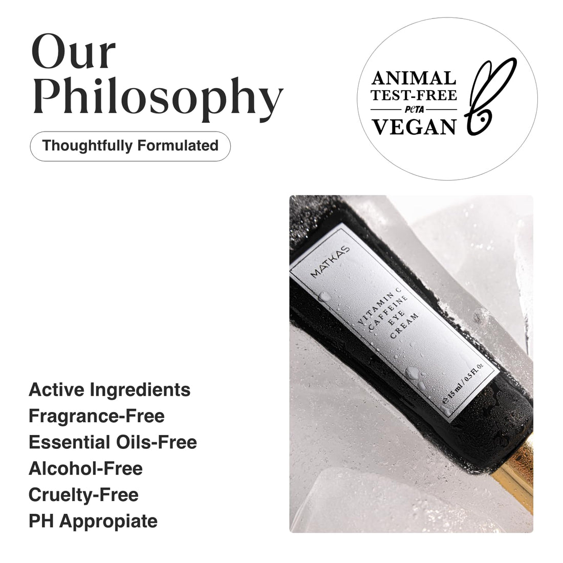 MATKAS Korean Vitamin C Eye Cream for Dark Circles and Puffiness, Bags, Wrinkles, Hydrating, Energizing, Brightening Under Eye Cream Anti Aging, Puffy Eyes Treatment - Caffeine, Peptides, Vitamin E