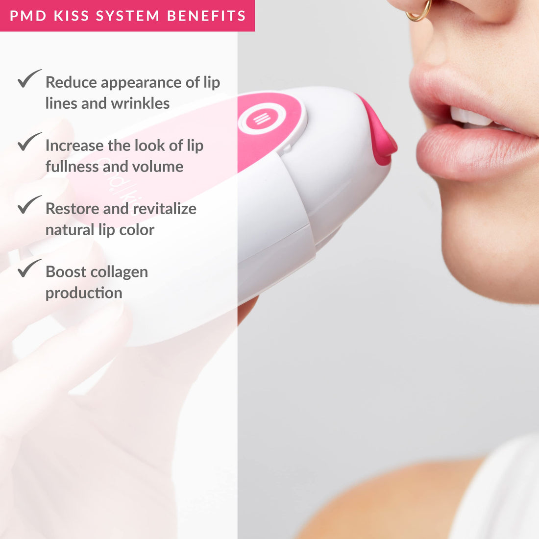 PMD Kiss Lip Plumping System - Smart Anti-Aging Lip Plumping Treatment - Pulsating Vacuum Technology for Fuller, More Youthful Lips