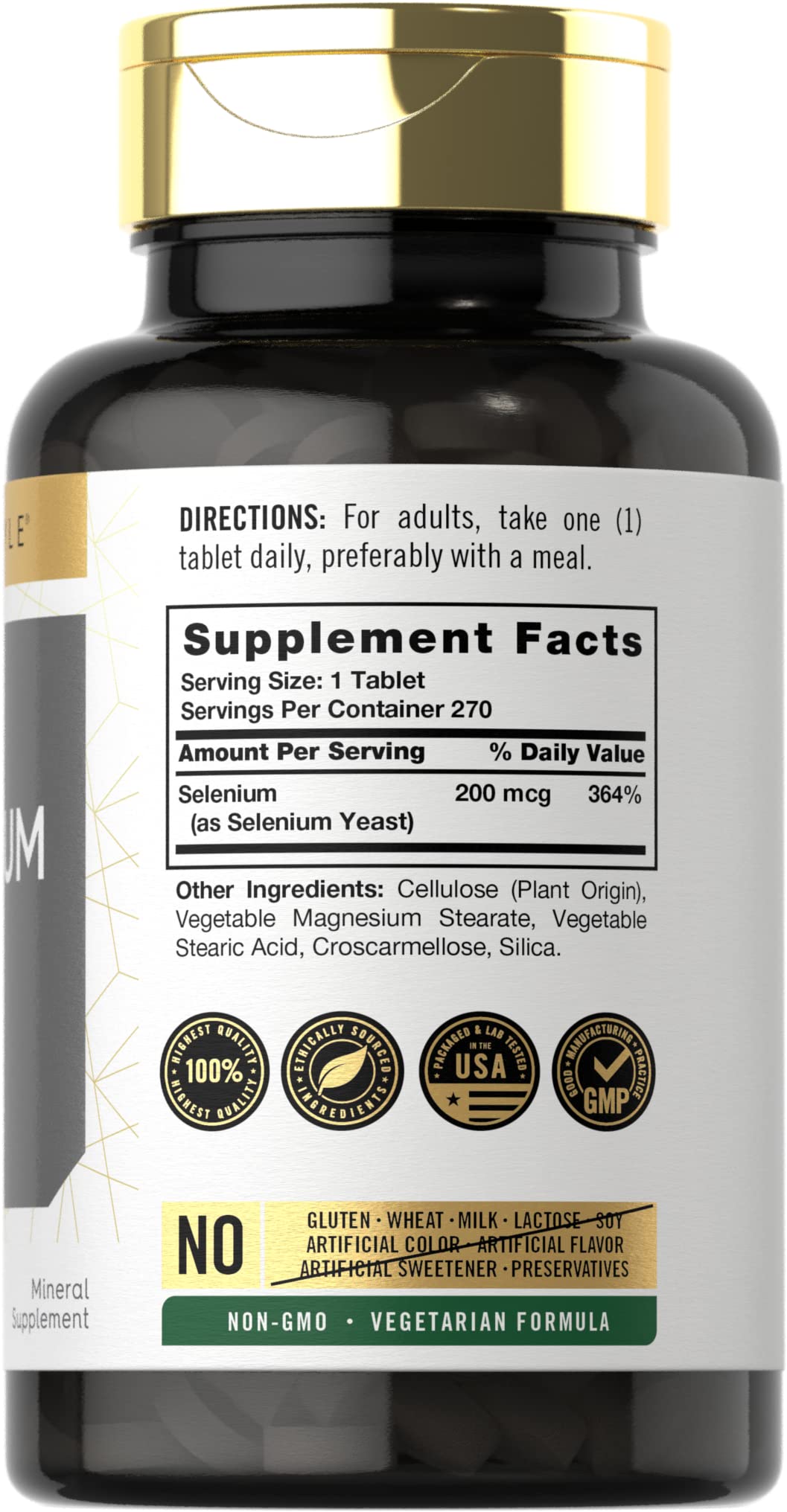 Carlyle Selenium Supplement 200mcg | 270 Tablet Capsules | Essential Trace Mineral | Vegetarian, Non-GMO, Gluten Free