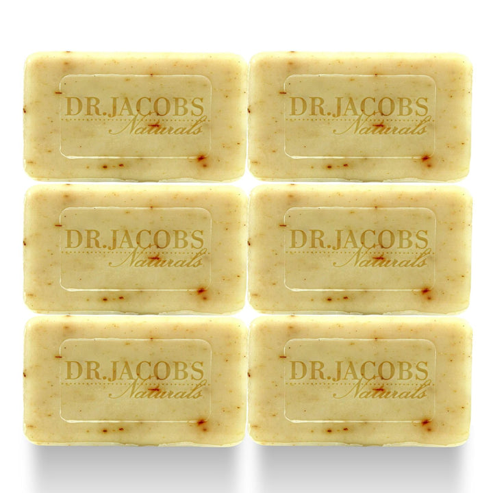 Dr Jacobs Naturals, Triple Milled Loofah Exfoliating Castile Bar Soap (Pack of 6) - Free of Parabens, Sulfates, Synthetics, Gltuen and GMO (Luscious Lavender)