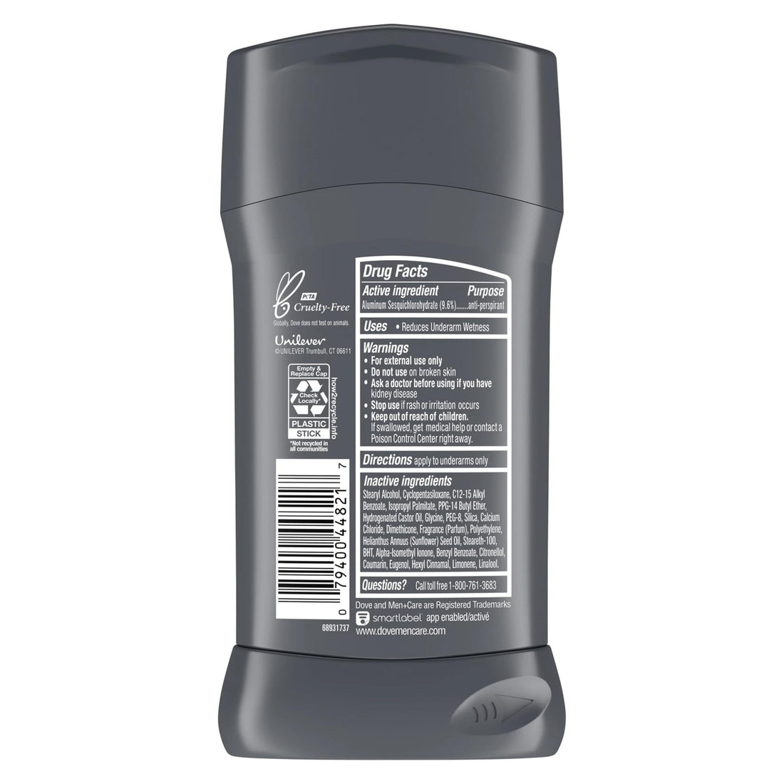 Dove Men+Care Deodorant Stick 4 Count Stain Defense Cool for Men, Anti-white Marks & Anti-yellow Stains with 72-hour Sweat and Odor Protection 2.7 oz