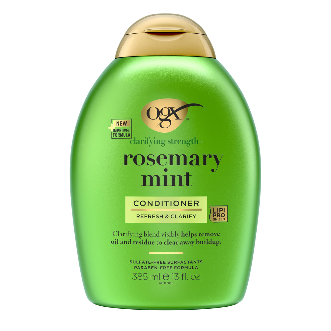 OGX Clarifying Strength + Rosemary Mint Conditioner, Clarifying Conditioner Visibly Helps Remove Oil & Residue to Clear Away Buildup from Oily Hair, Sulfate-Free Surfactants, 13 fl. oz