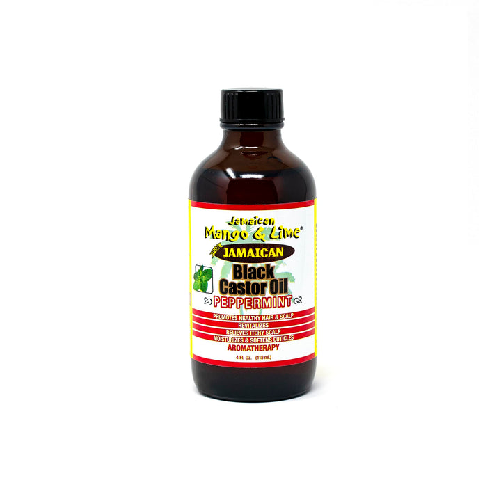 Peppermint Black Castor oil – Jamaican Mango & Lime – fast absorbing, nourishing natural oil, moisturizes dry flaky scalp & softens skin - relieves itching, repair & prevent breakage 4 oz