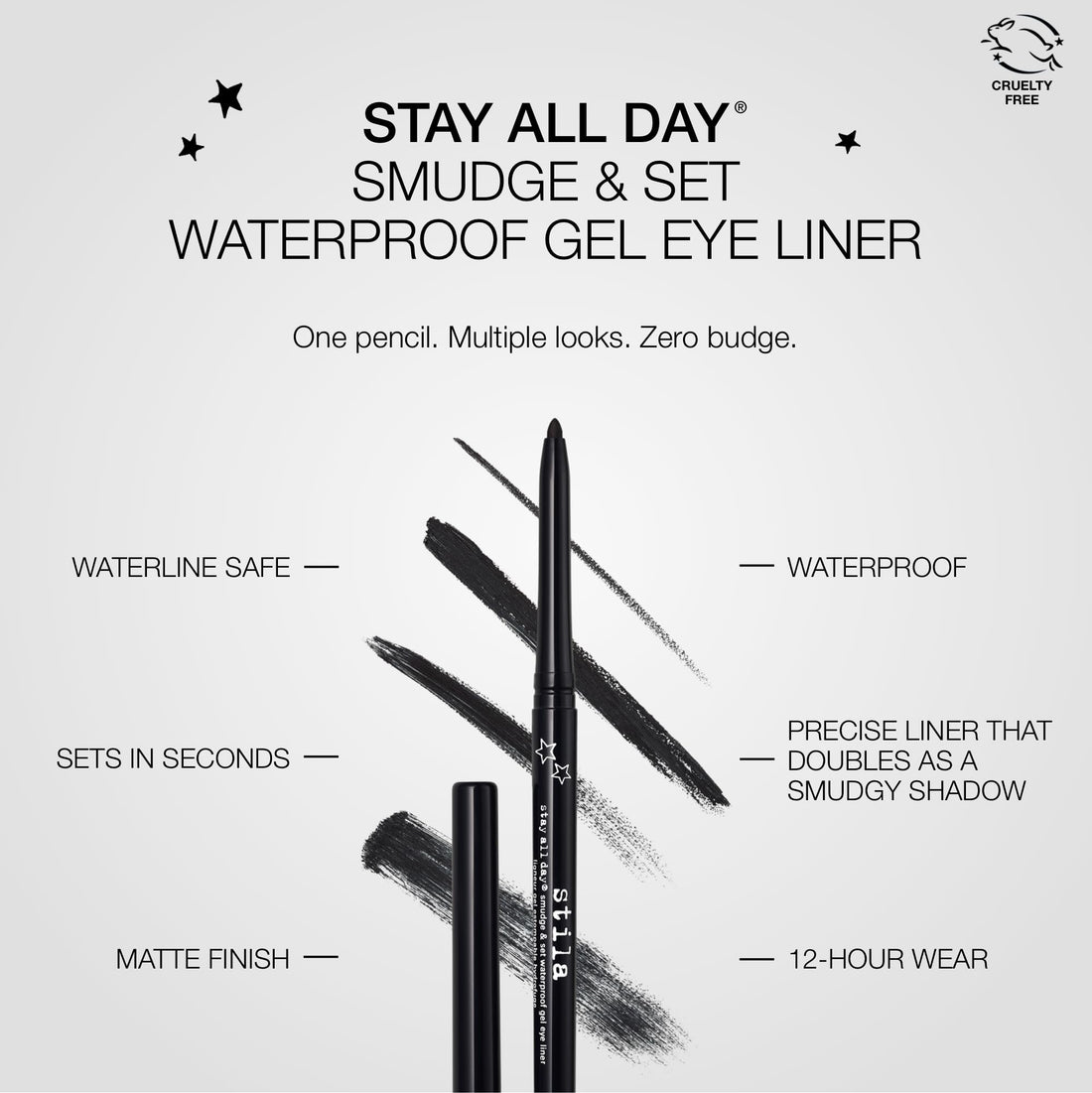 stila Stay All Day® Smudge & Set Waterproof Gel Eye Liner | Waterline-Safe, Long-Lasting Color Wear, Smooth Glide Eyeliner Pencil or Eyeshadow | Stingray Black