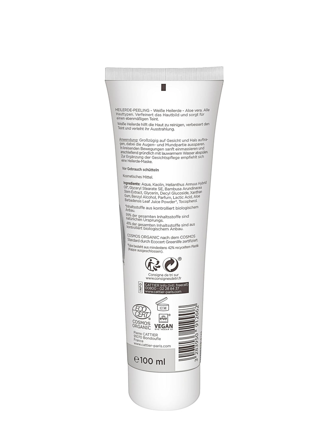 Cattier Organic White Clay Face Scrub With Aloe Vera 100 ml