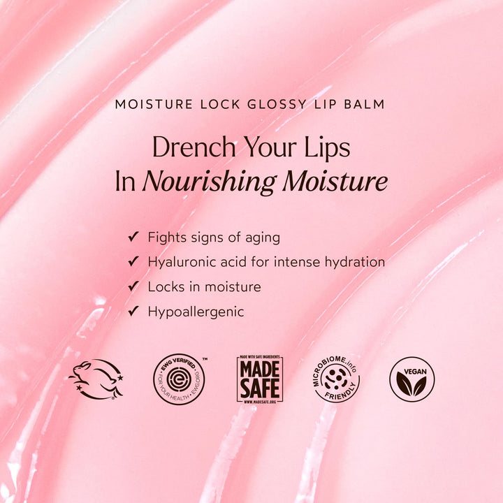 True Botanicals Moisture Lock Glossy Lip Balm | Hyaluronic Acid & Pomegranate for Dry, Aging Lips | Dermatologist Tested, All Natural, Vegan, Clinically Proven | Original/Clear | 0.14 oz / 4 g