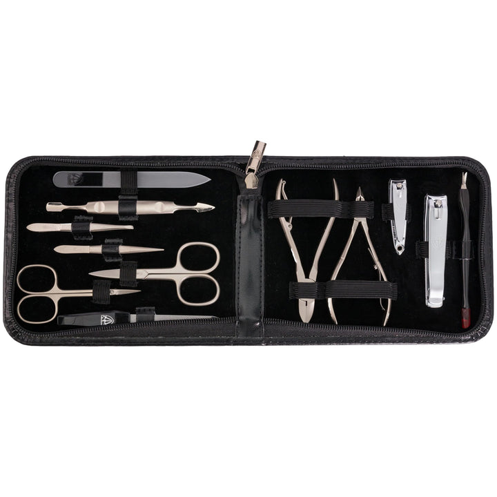 3 Swords Germany - brand quality 12 piece manicure pedicure grooming kit set for professional finger & toe nail care scissors clipper fashion leather case in gift box, Made in Solingen Germany (03850)