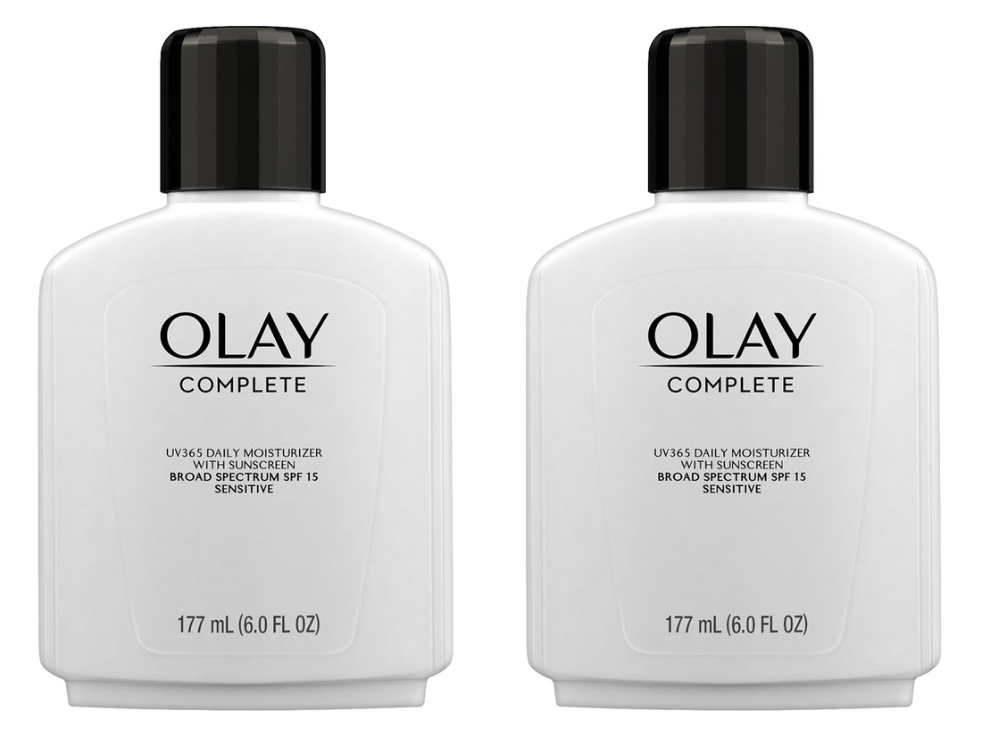 Olay Face Moisturizer Complete Lotion All Day Moisturizer with SPF 15 for Sensitive Skin, 6.0 fl oz (Pack of 2)