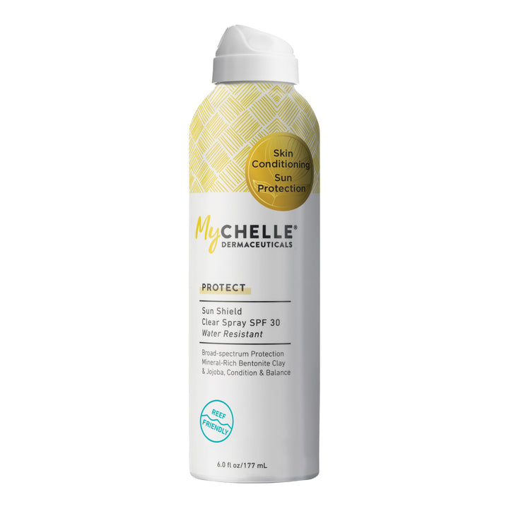 MyChelle Sun Shield Clear Spray SPF 30, Zinc-Oxide, Water-Resistant Non-Aerosal Spray Sunscreen for All Skin Types, 6 fl oz