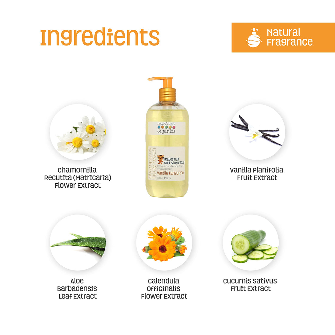 Nature's Baby Organics Shampoo & Body Wash Vanilla Tangerine 16-Ounce Bottles (Pack of 2)