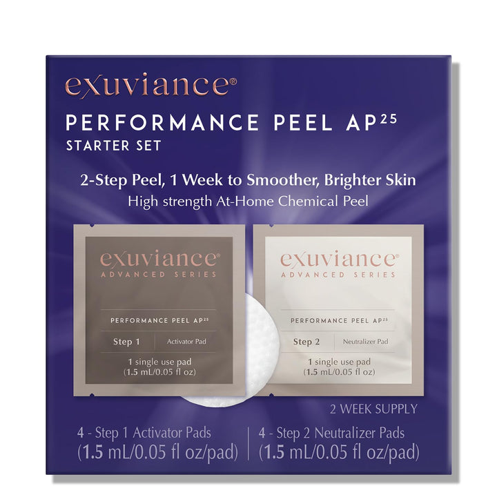 EXUVIANCE Performance Peel AP25 Starter Set, At-Home Chemical Peel, Gently Exfoliates & Refines Pores, Anti-Aging Peel, Treats Fine Lines, Wrinkles & Uneven Texture with Glycolic Acid, 2-week supply