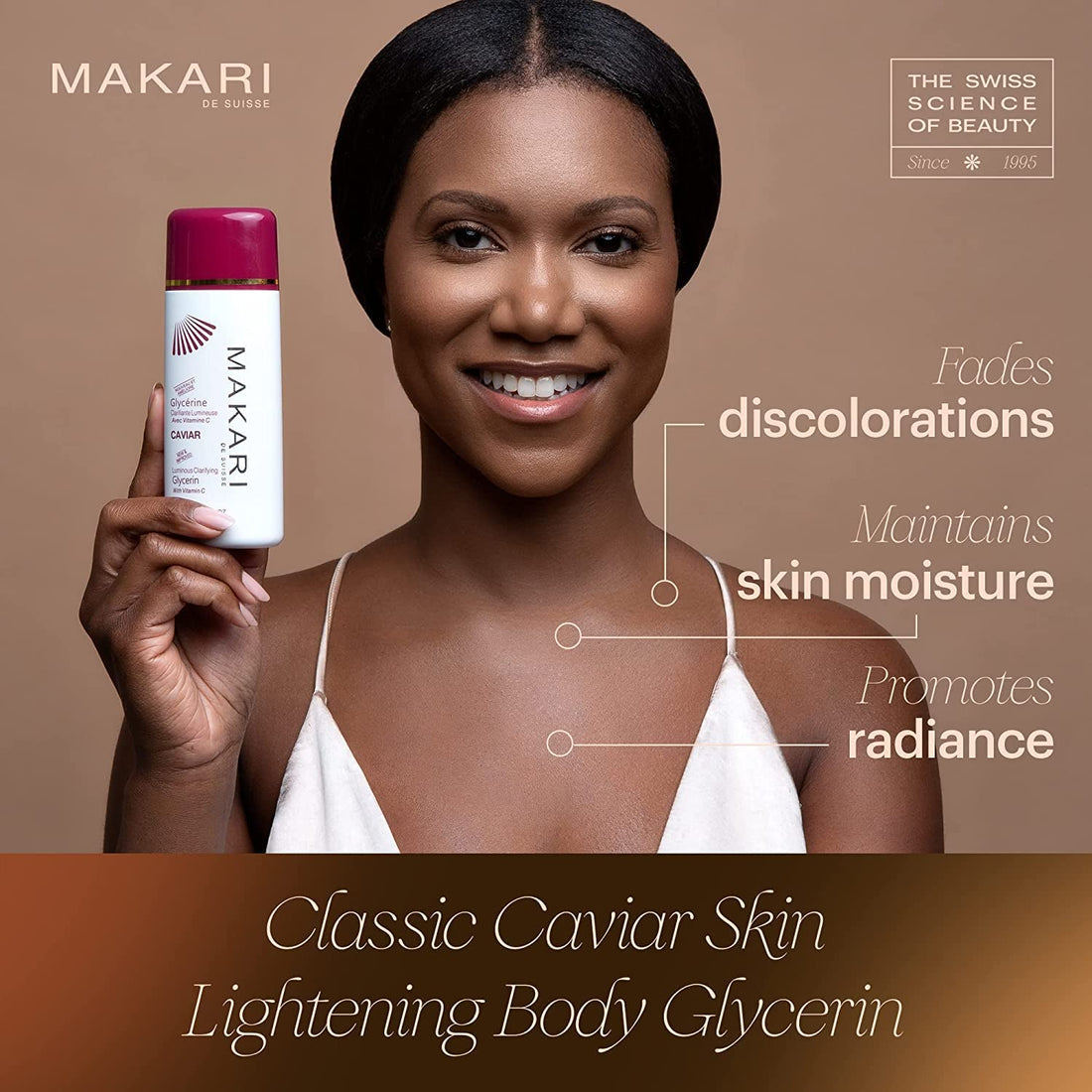 Makari Classic Caviar Skin Lightening Glycerin 5.1 Fl.Oz - Brightening Moisturizing Gel-Cream For Body - Daily Anti-Aging Treatment For Dark Marks, Acne Scars, Wrinkles,