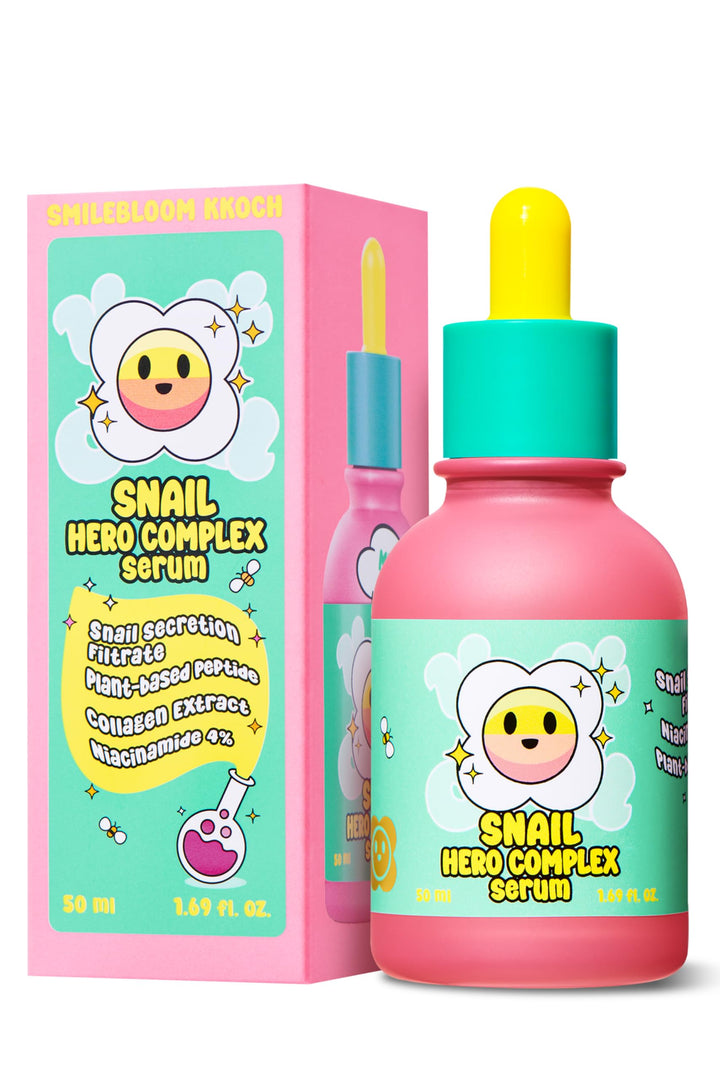 Smilebloom KKOCH Snail Mucin 85% Face Serum 1.69 fl oz 50ml | Hydrating Skin Care Packed with Vegan Collagen & Peptide | Age-Defying Korean Face Moisturizer
