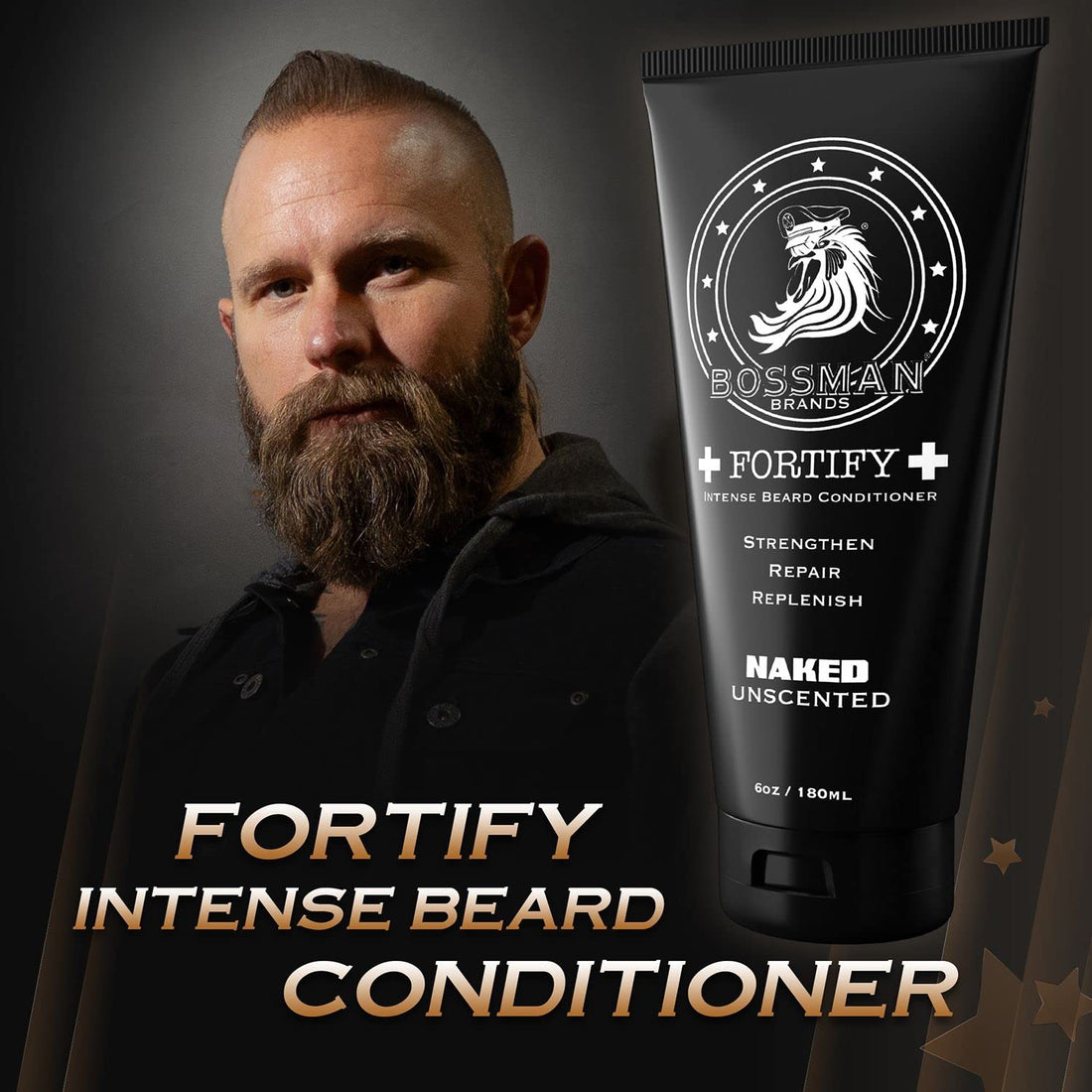 Bossman Fortify Intense Beard Conditioner to Grow, Thicken, Moisturize and Protect Your Beard (Naked)