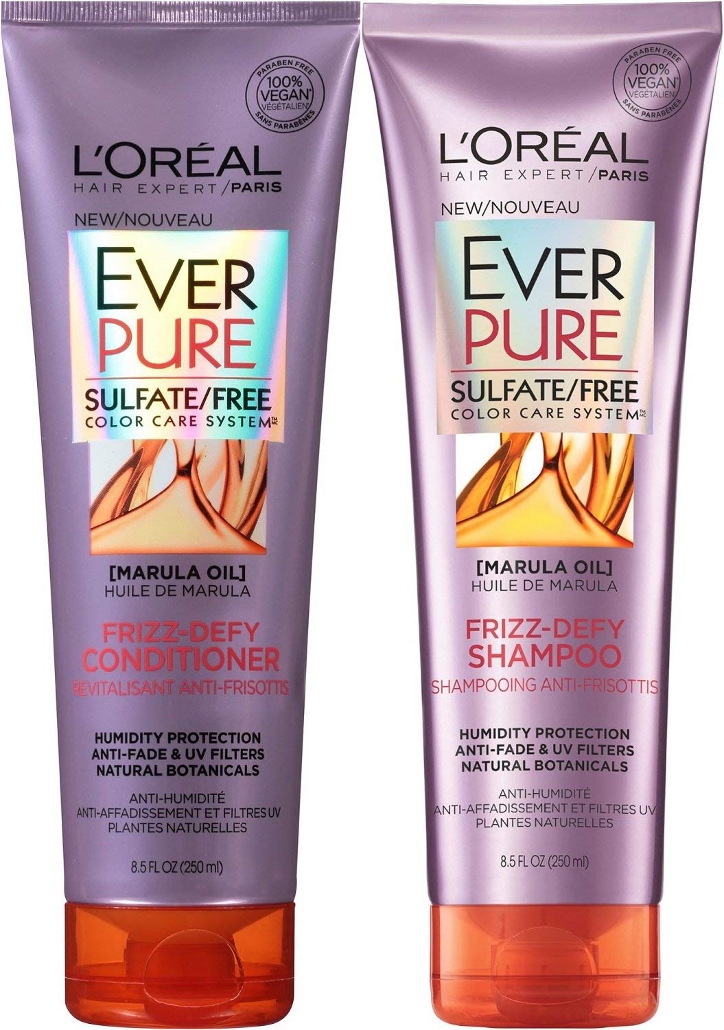 L'Oreal Paris EverPure Frizz-defy Bundle: Shampoo & Conditioner, 8.5 Ounce Each