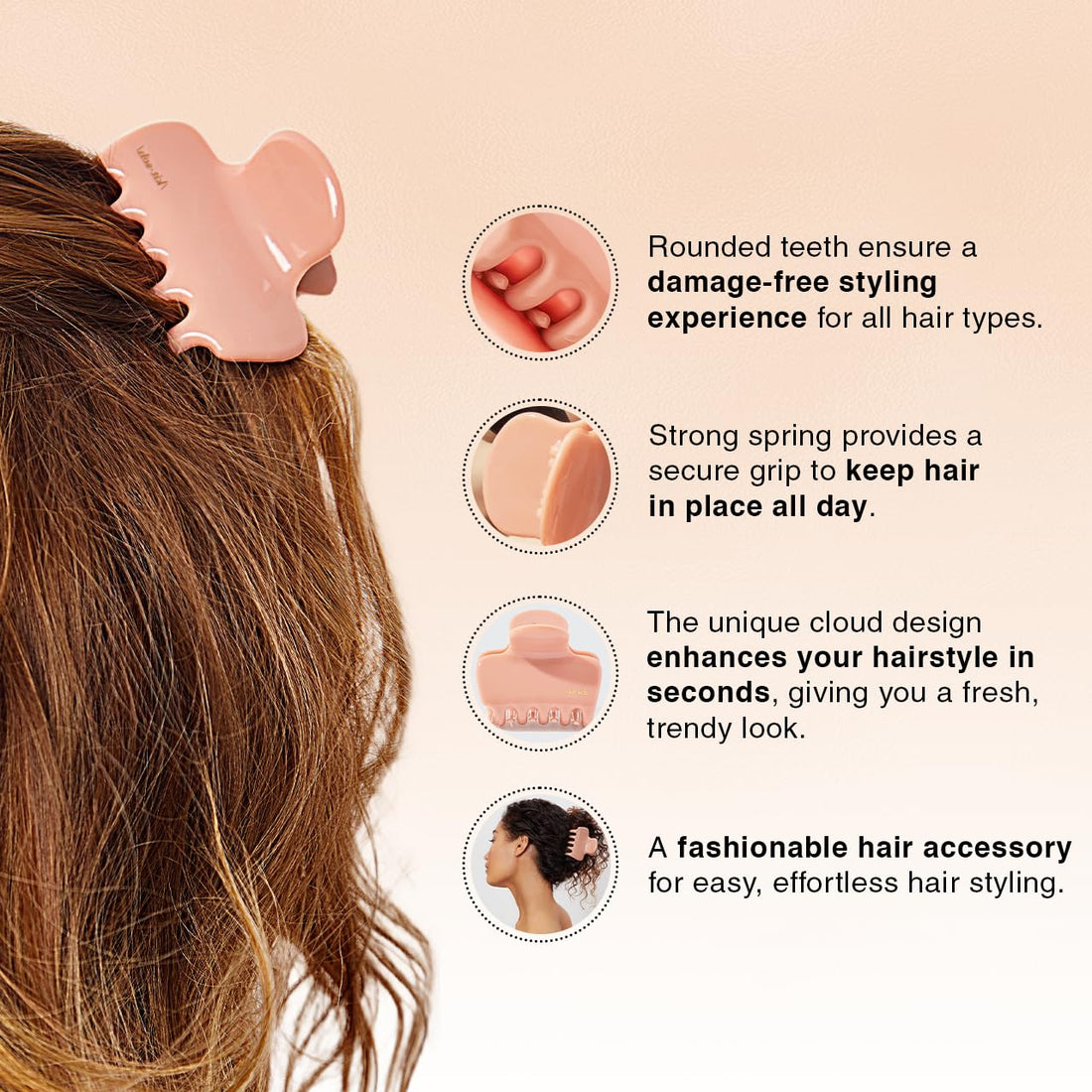 Kitsch Recycled Plastic Puffy Medium Claw Clips, Hair Clips for Women Girls, Hair Claw Clips for Thick Hair, Claw Hair Clips for Thin Hair, Hair Accessories for Women, 1pc (Rosewood)