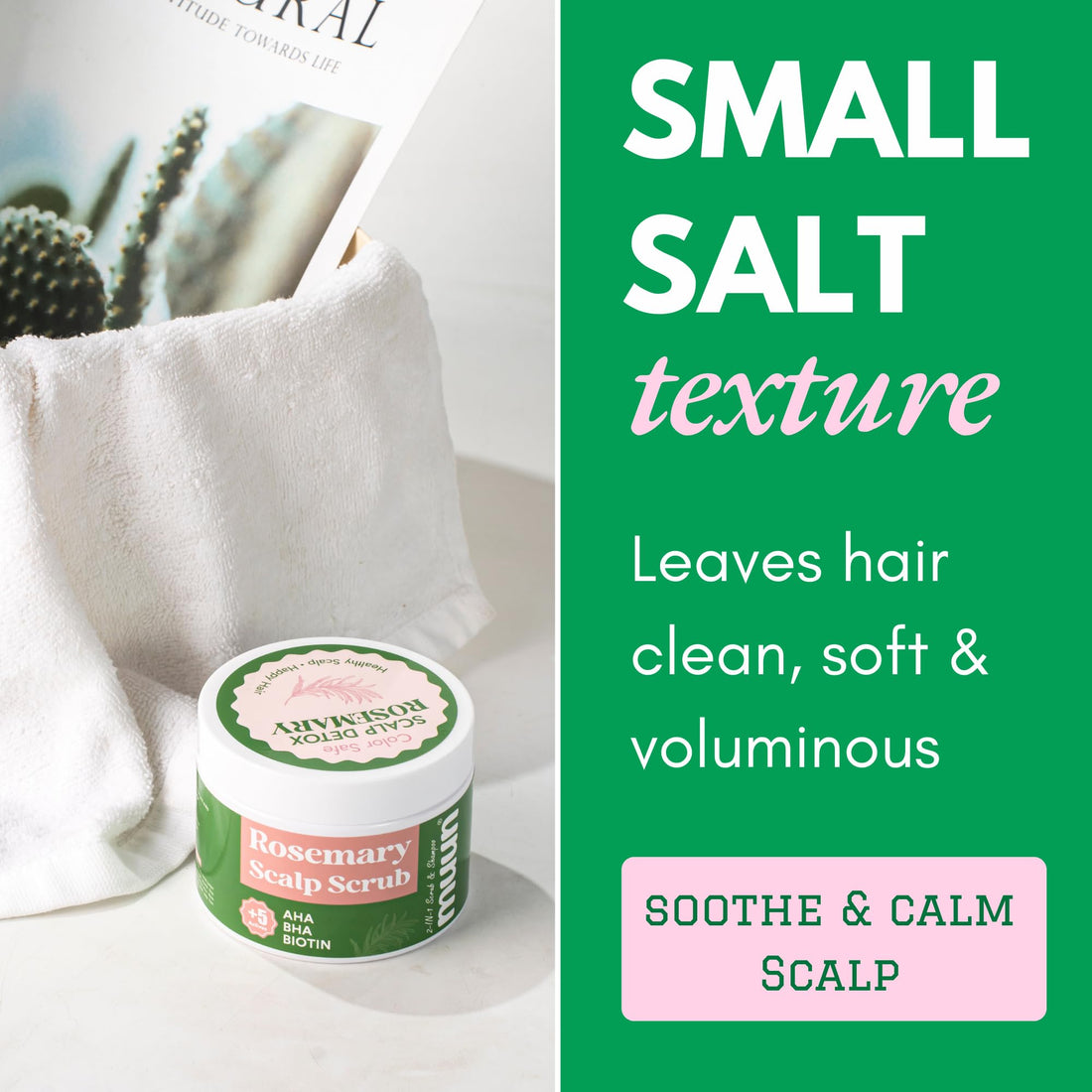 2-IN-1 Scalp Scrub & Shampoo - Rosemary Sea Salt , AHA & BHA Scalp Exfoliator - Hair Scrub Pre Shampoo Anti-Dandruff, Itchy Flaky Relief - Sulfate & Silicon Free, Dry Scalp Treatment & Detox