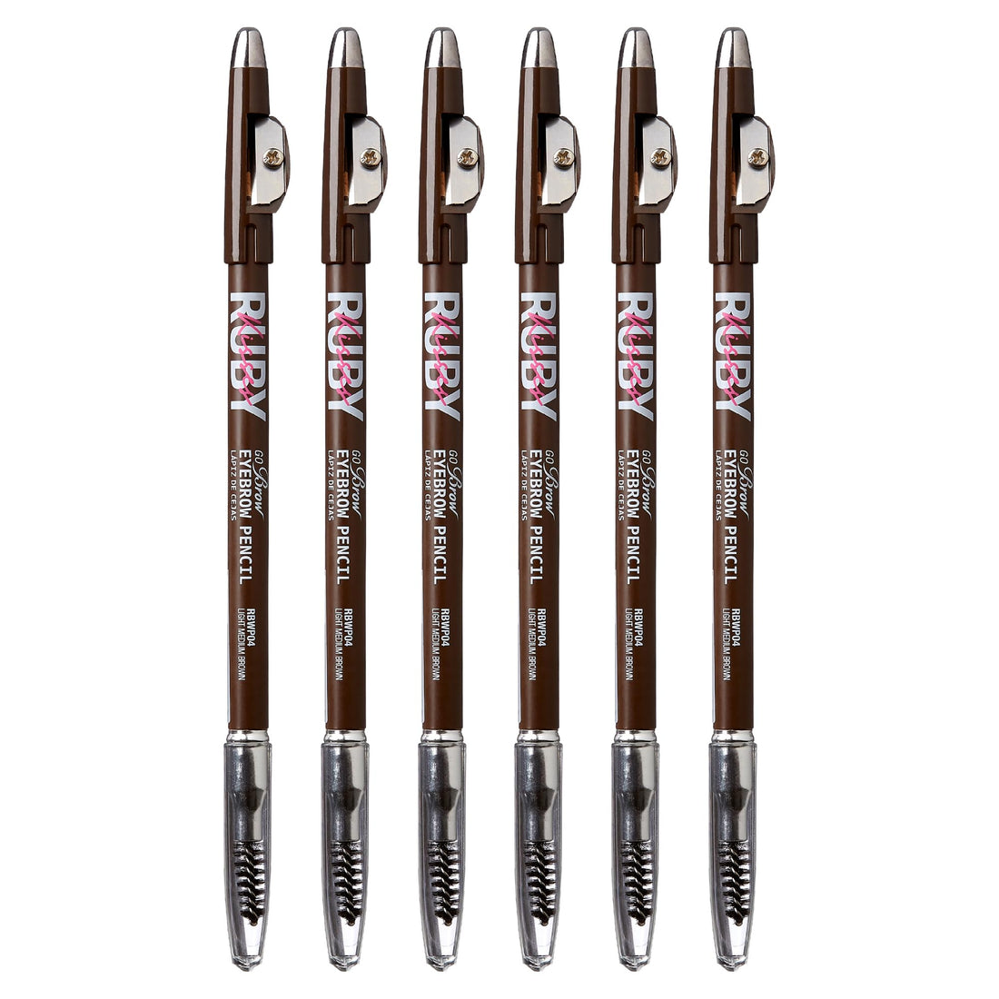 Kiss Go Brow Eyebrow Wooden Pencil Light Medium Brown(6 Pieces)