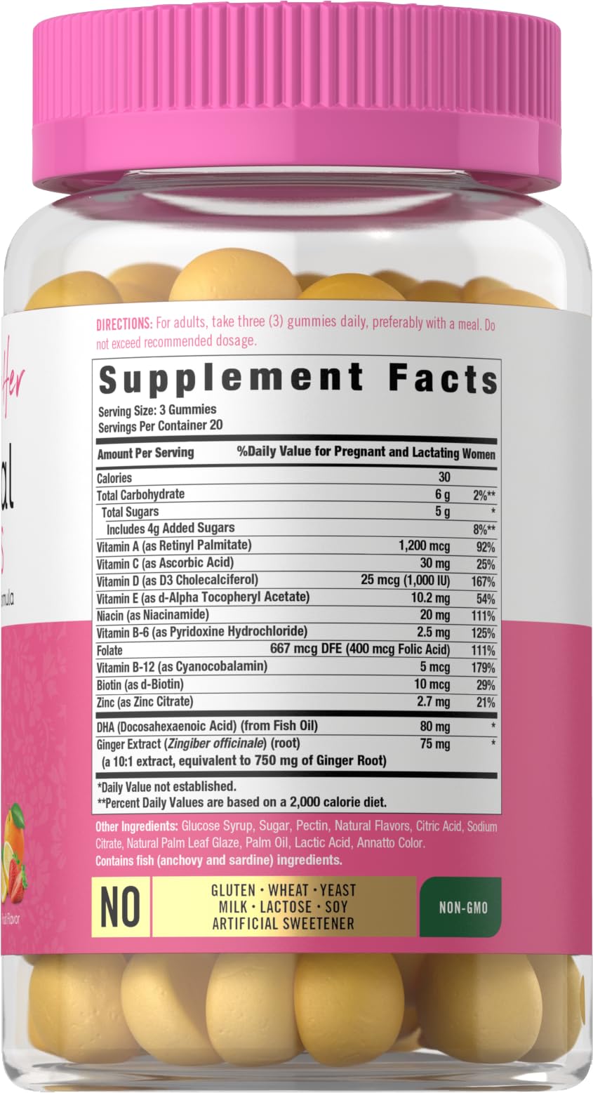 Carlyle Prenatal Gummies for Women | with DHA & Folic Acid | 60 Count | Fruit Flavor | Non-GMO, Gluten Free Supplement | for Her