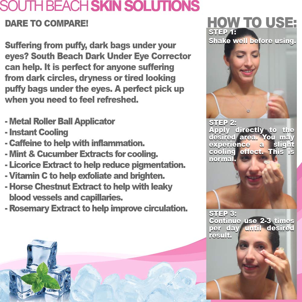 South Beach Dark Under Eye Corrector for Dark Circles Under the Eyes (2 pak) by South Beach Skin Solutions