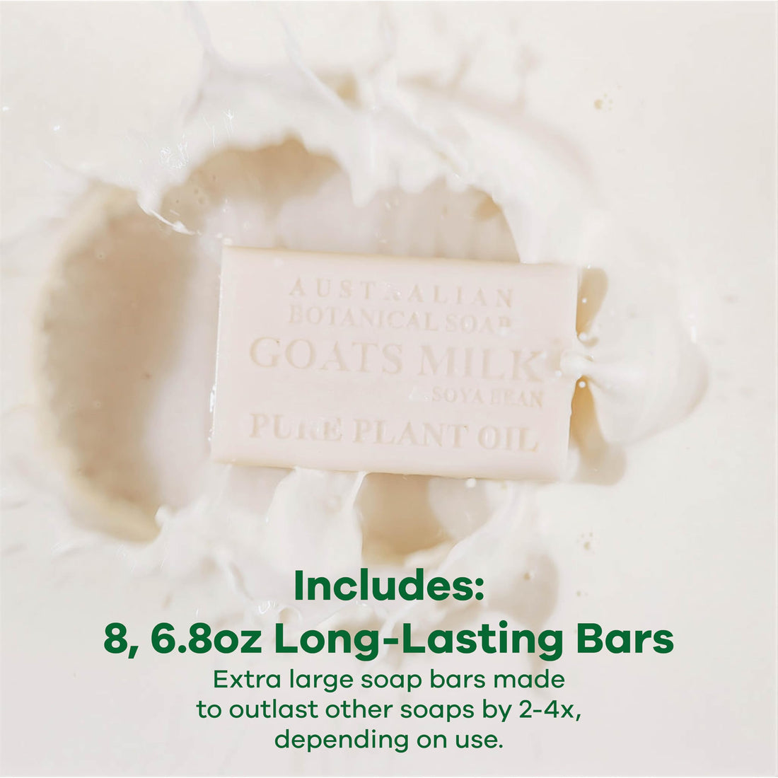 Australian Botanical Goat Milk Soap Set 6.8 OZ Bars, Pack of 8, Triple Milled Bar Soap with Soya Bean Oil and Organic African Shea Butter, Natural Soap for all Skin Types, Packaging May Vary