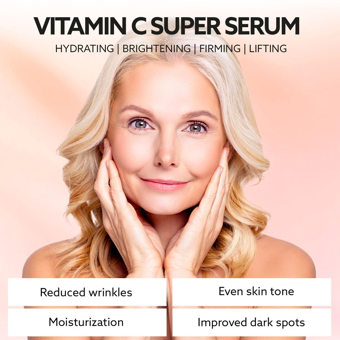 ANSDUR Super Vitamin C Serum for Women over 70: Hyaluronic Acid Serum for Face, Dark Spot Remover and Wrinkle Reduction - Lifting, Smoothing, Moisturizing, All in One Skin Care Formula, 1 fl oz
