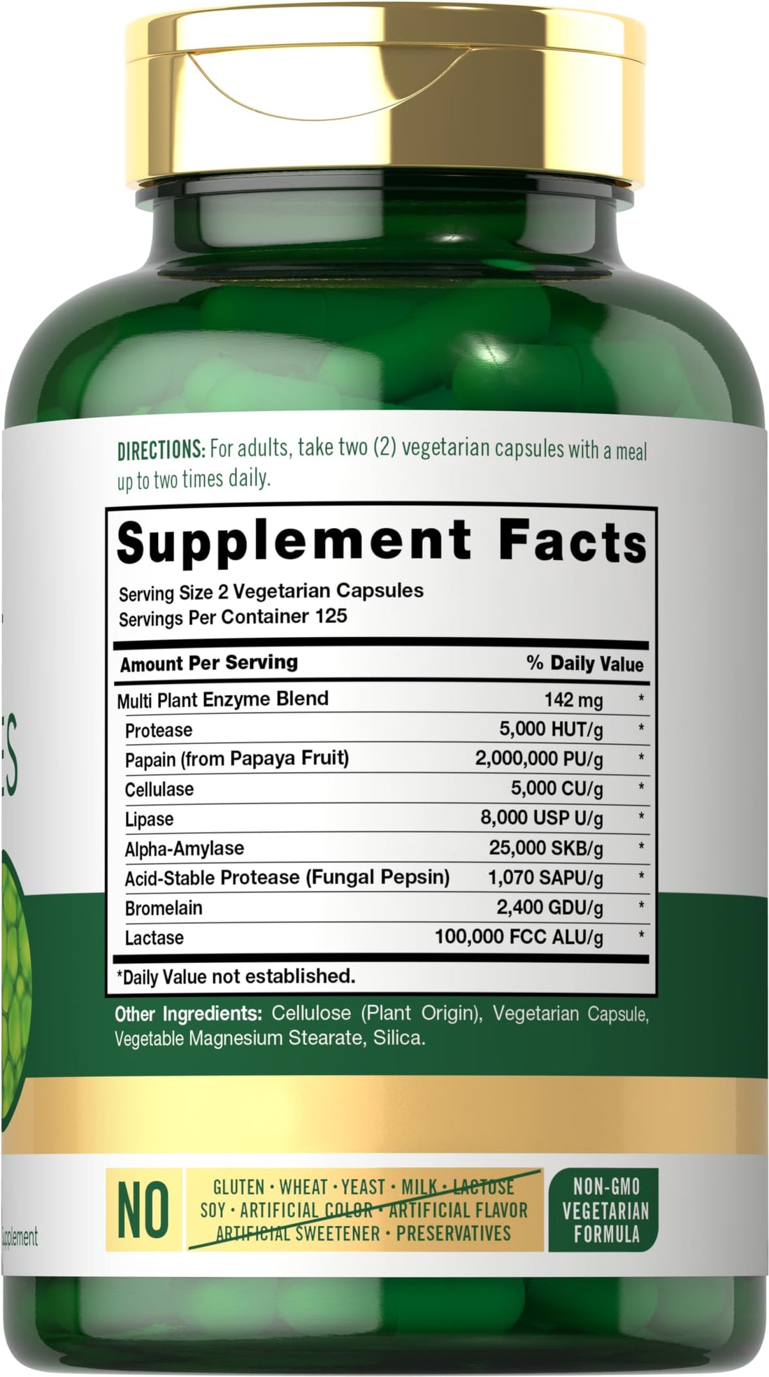 Carlyle Plant Enzymes with Protease, Papain, Lactase and Bromelain | 250 Capsules | Multi Enzyme Blend | Non-GMO & Gluten Free Supplement
