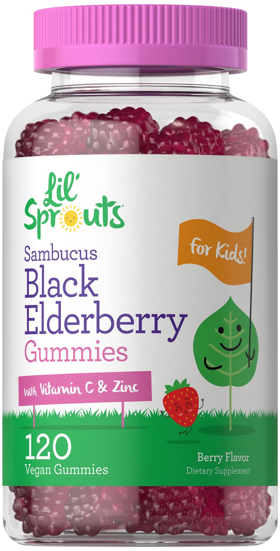 Carlyle Elderberry Gummies for Kids | 120 Count | Zinc and Vitamin C | Berry Flavor | Vegan, Non-GMO, and Gluten Free | by Lil' Sprouts