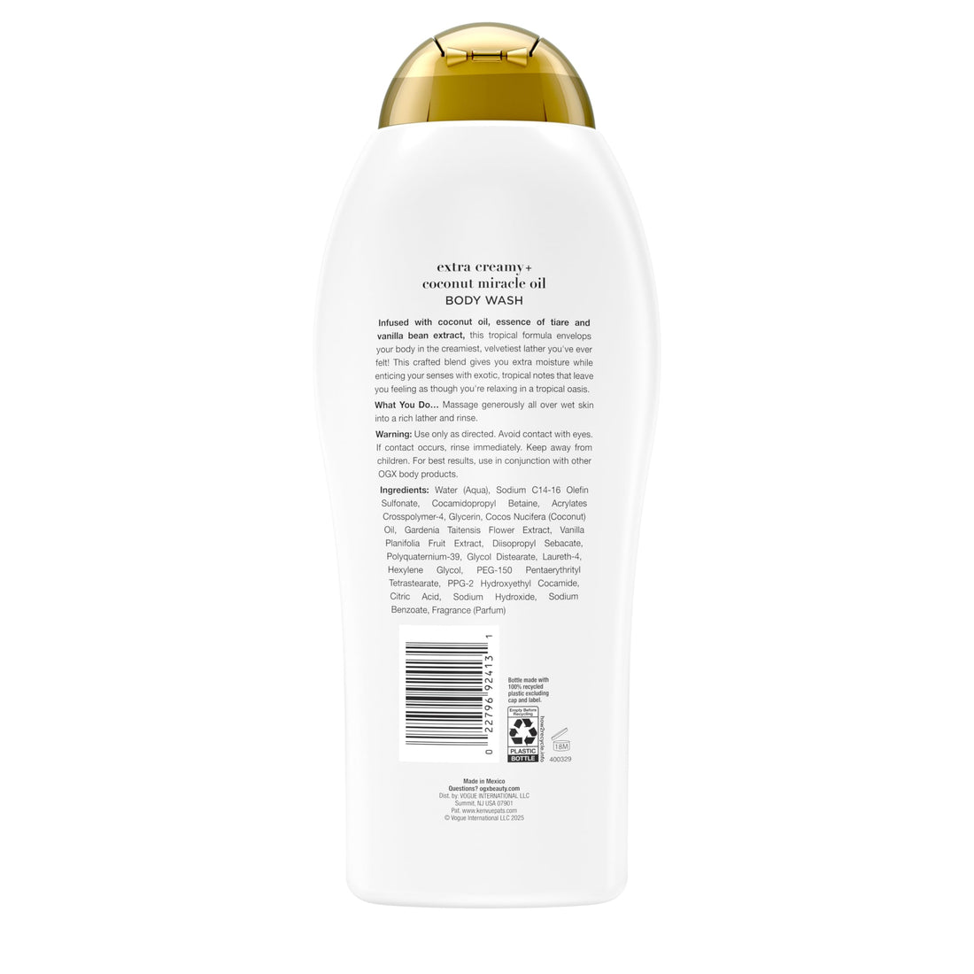 OGX Extra Creamy + Coconut Miracle Oil Ultra Moisture Body Wash, 19.5 Fl Oz