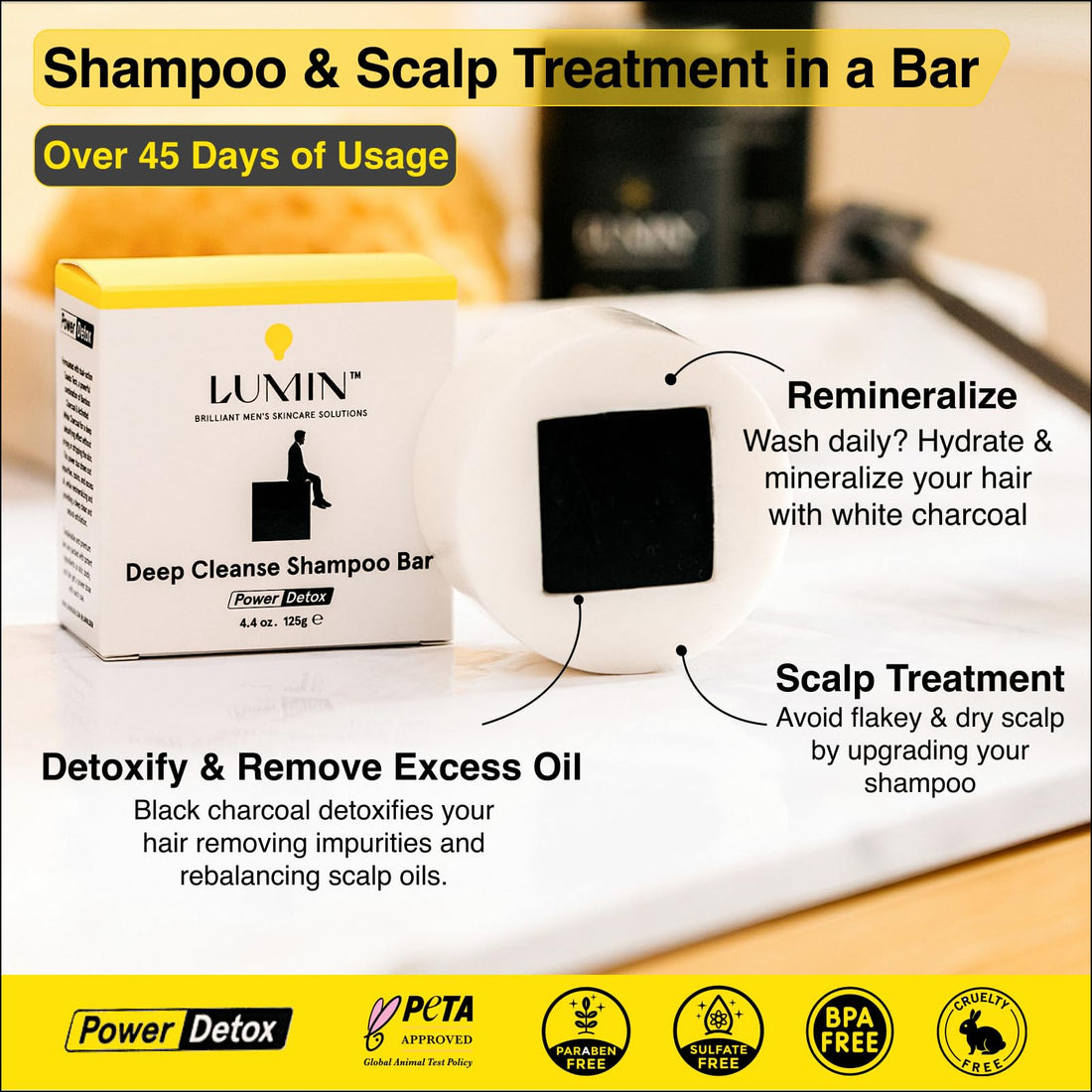 Lumin Natural Solid Shampoo Bar for Hair Nourishment and Health
