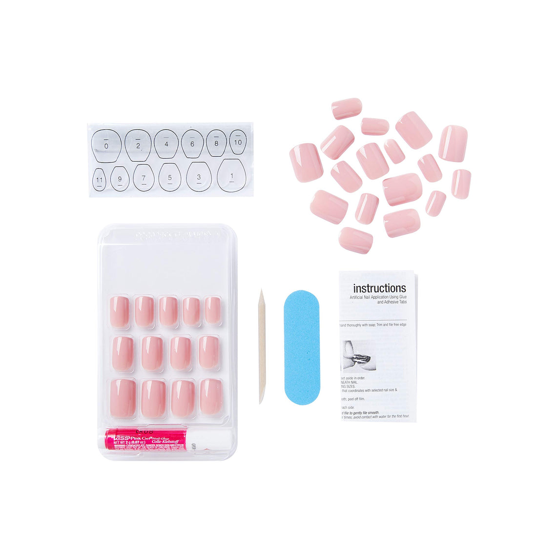 Kiss Nails GEL FANTASY Short Design Nails w/Adhesive Tabs & Glue (KGN12-RIBBONS)