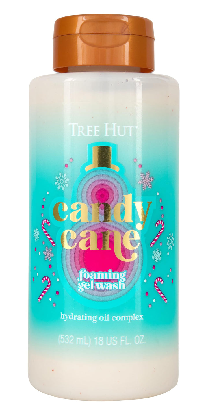 Tree Hut Candy Cane Moisturizing Foaming Gel Wash | Cleanse & Soothe Skin Without Stripping Moisture | Made with our Hydrating Oil Complex | Limited Edition Holiday | 18 fl oz.